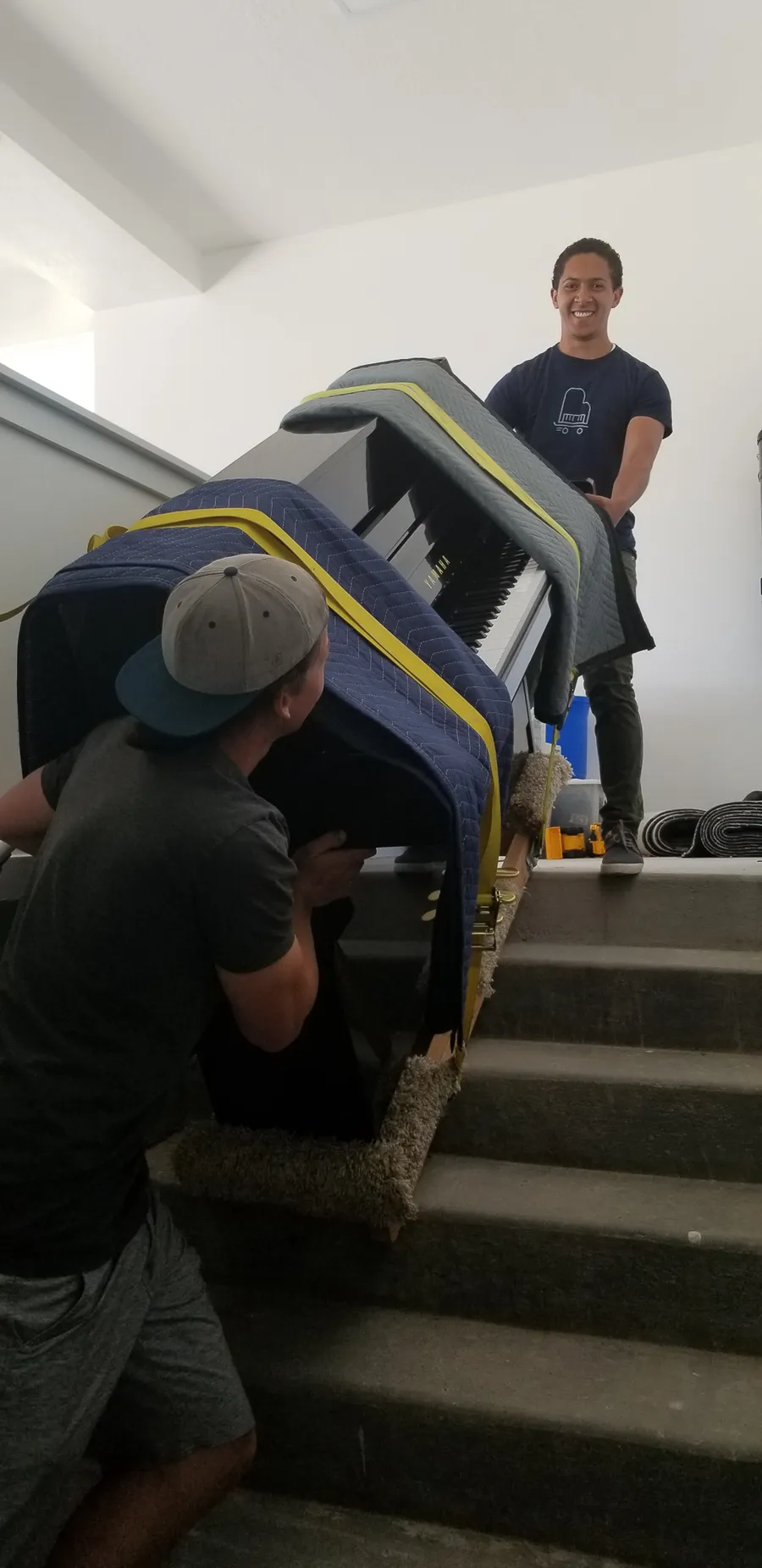 Piano staged during a spring 2018 Salt Lake Valley move.