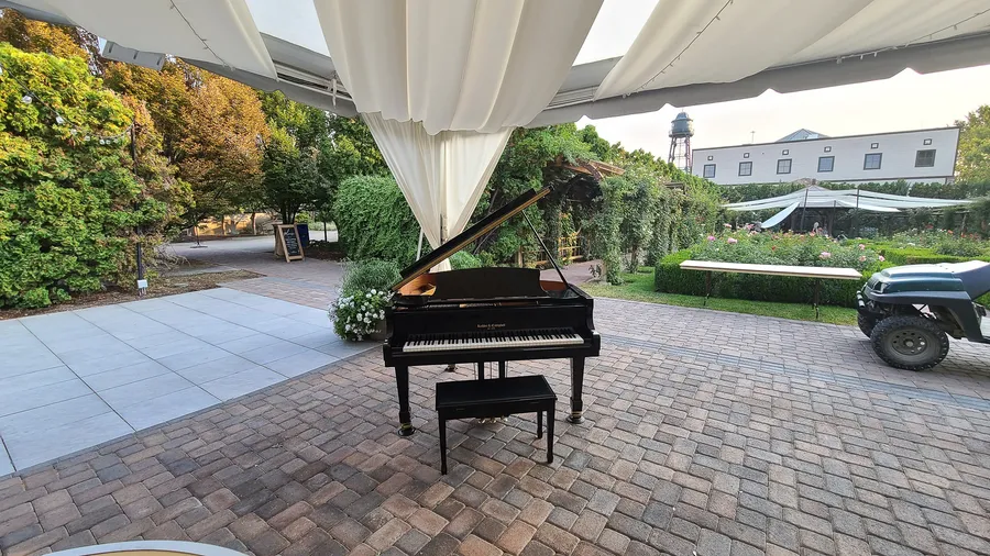 A wrapped piano during a Safe and Sound Pianos move in 2020.